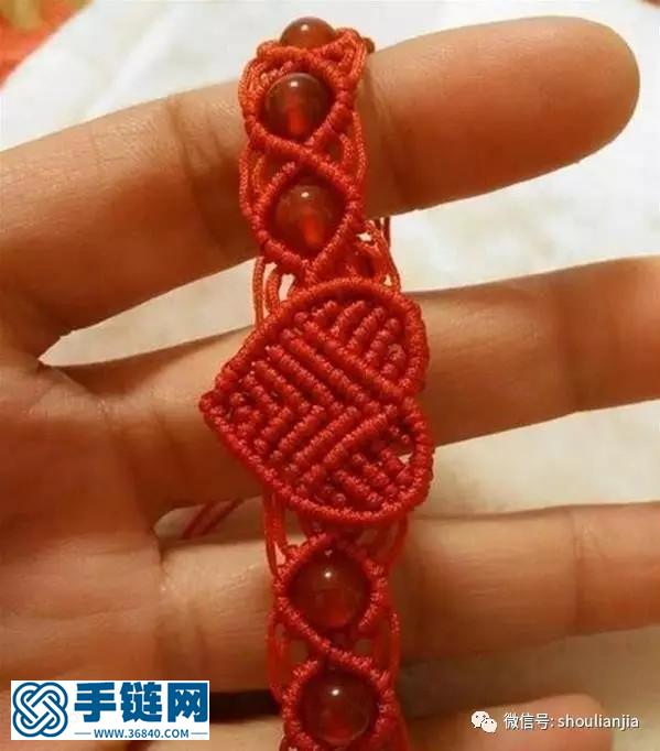 心形瑪瑙手鏈編法