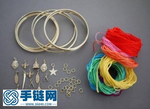 繡花線diy七彩手鐲 創意民族風