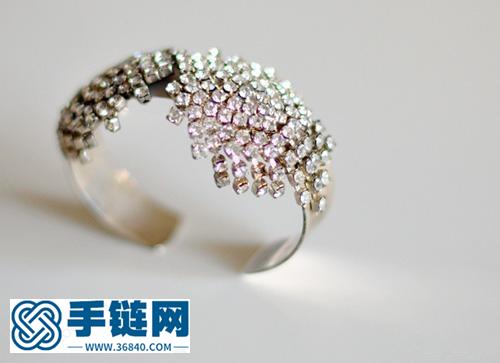 精致水晶寬手鐲的制作 飾品diy