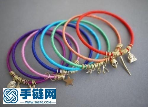 繡花線diy七彩手鐲 創意民族風