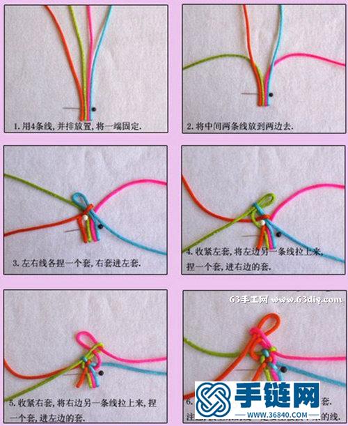 四線鳳尾結手鏈編法圖解