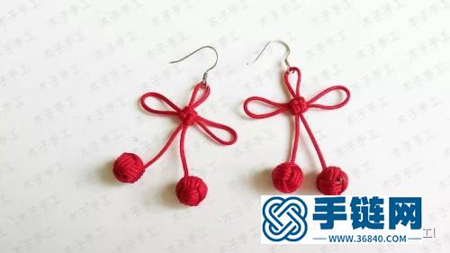 櫻桃紅繩耳環的制作步驟圖