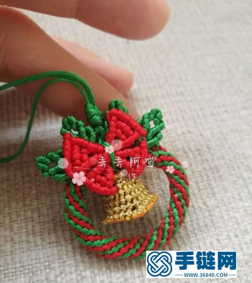 中國結玉線圣誕蝴蝶結鈴鐺花環的詳細編制方法