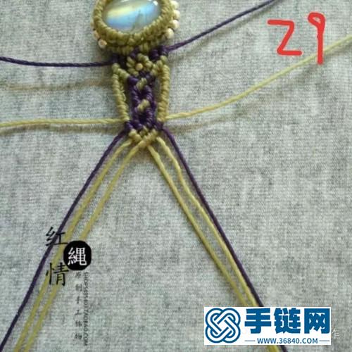 圓蠟繩編月光石銀珠星月戒的詳細(xì)編制教程
