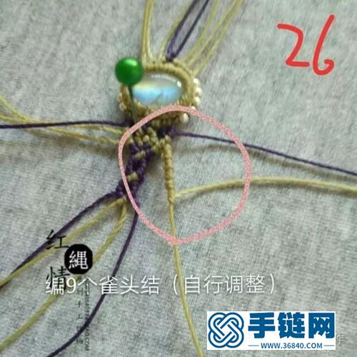 圓蠟繩編月光石銀珠星月戒的詳細(xì)編制教程