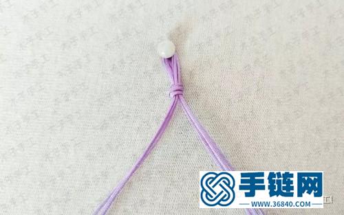 中國結紫色配小金珠手鏈的編制教程