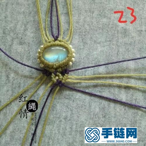 圓蠟繩編月光石銀珠星月戒的詳細(xì)編制教程