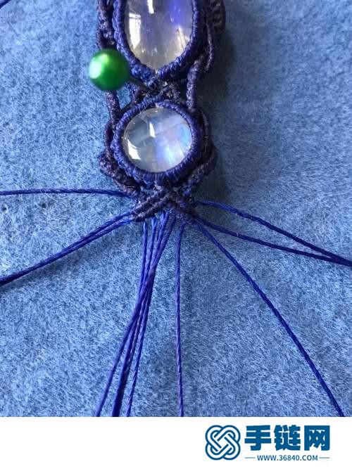 中國結蠟線幽藍包石手鏈的詳細制作圖解