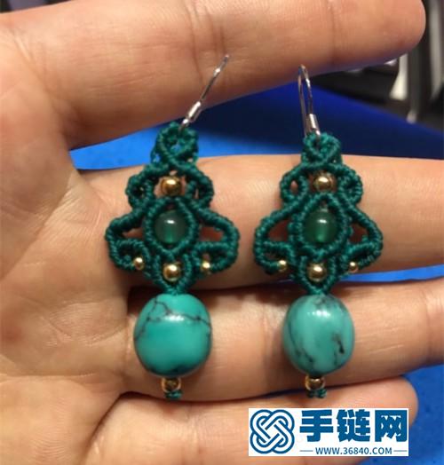 中國結玉線孔雀翎耳環的制作方法