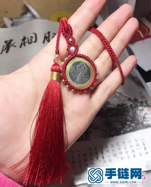 玉線繩編包寶石流蘇車掛的詳細制作圖解