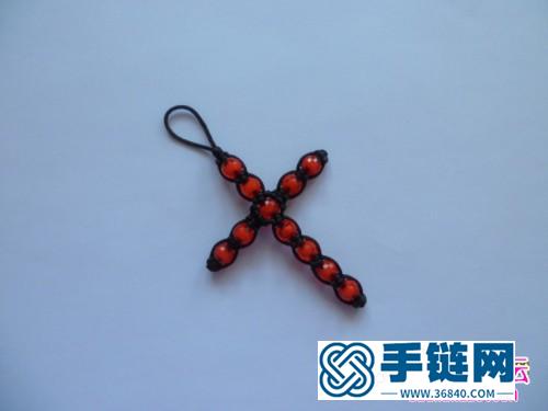 韓國絲串珠十字掛件的的編制教程