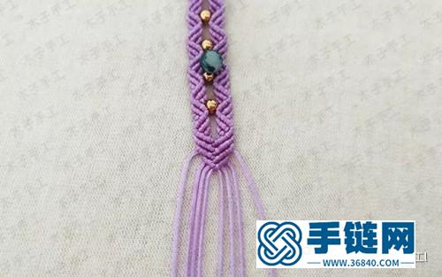 中國結紫色配小金珠手鏈的編制教程