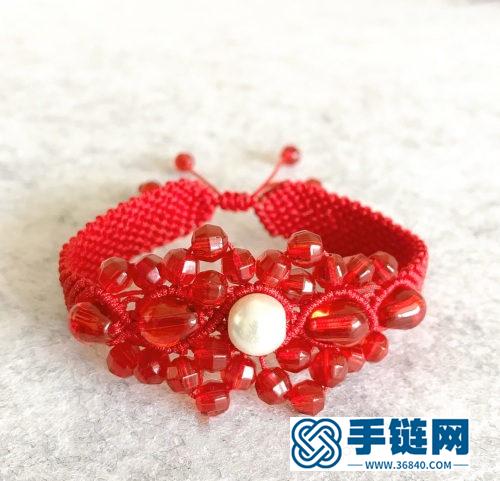 中國結玉線紅繩串珠手環的詳細編制方法