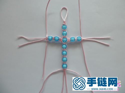 韓國絲串珠十字掛件的的編制教程