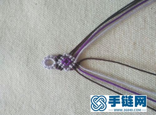 中國結玉線拼色手繩的詳細編制方法