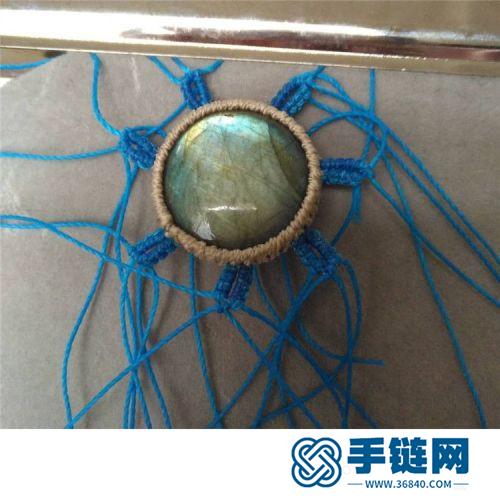 中國結蠟線包石太陽花項鏈的詳細編制方法