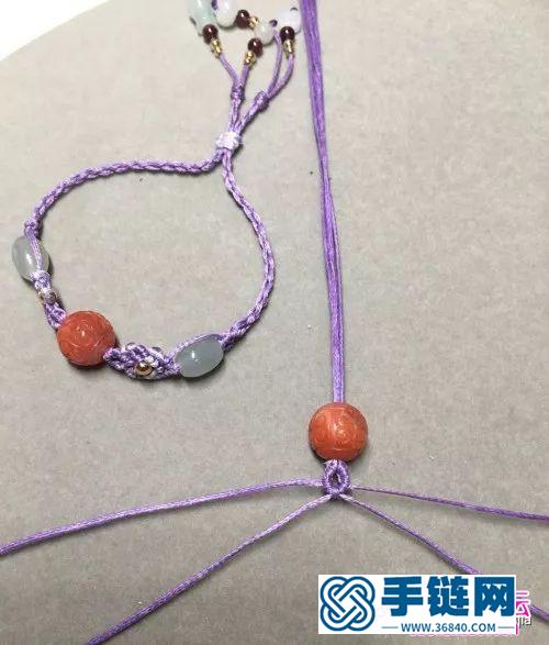 扁蠟線南紅回紋珠手繩的詳細編制圖解