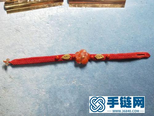 中國結南紅花葉子手繩的詳細編制方法