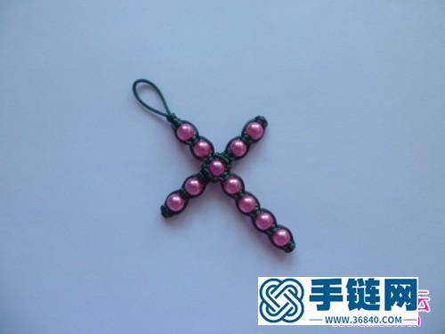 韓國絲串珠十字掛件的的編制教程