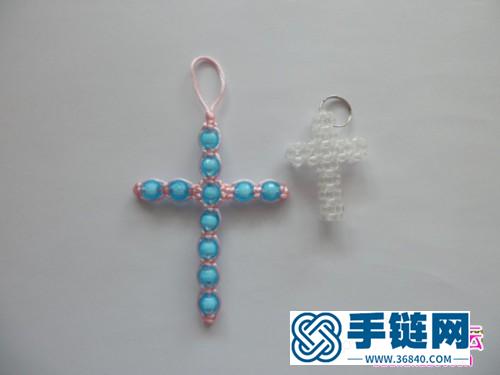 韓國絲串珠十字掛件的的編制教程