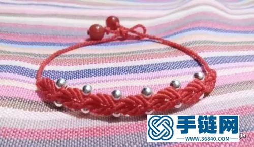紅繩七葉銀珠手繩的制作圖解
