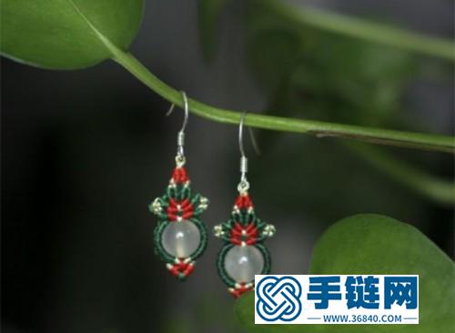 中國結(jié)蠟線大同玉銀耳環(huán)的制作方法