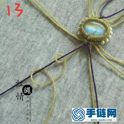 圓蠟繩編月光石銀珠星月戒的詳細(xì)編制教程