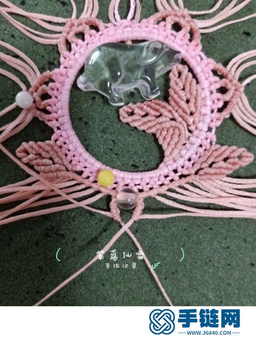 中國結蠟線水晶生肖豬項鏈的詳細編制方法