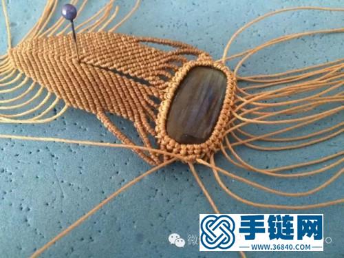 繩編男士寬版圓蠟包拉長石手鏈的編制教程