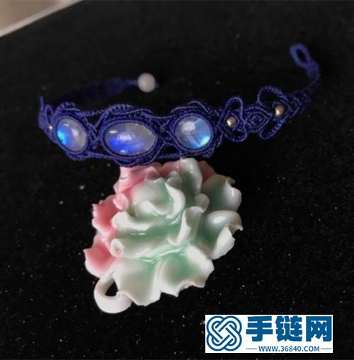 中國結蠟線幽藍包石手鏈的詳細制作圖解