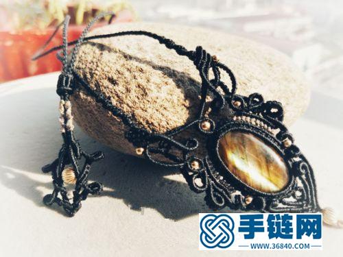 中國結扁蠟包拉長石項鏈的詳細編制方法