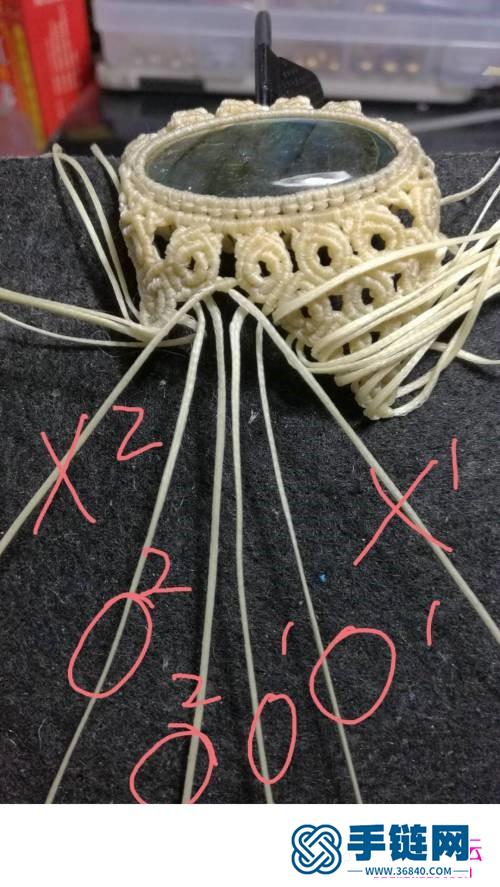 繩編孔雀開屏拉長石寬版手環的詳細制作圖解