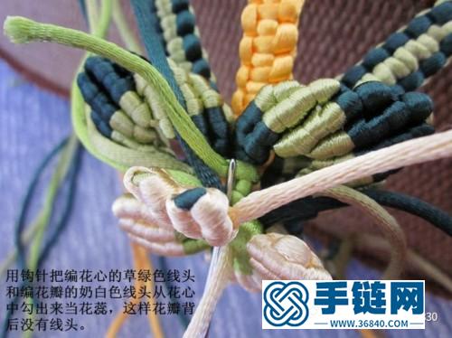 中國結玉線編繩結藝茉莉花拖鞋的詳細編制教程