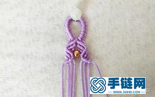 中國結紫色配小金珠手鏈的編制教程