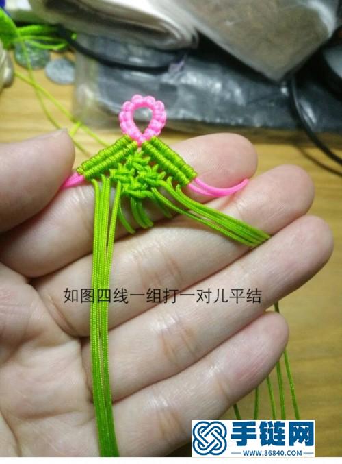中國結玉線花邊寬手鐲的詳細編制教程