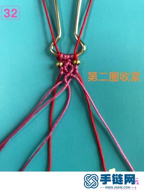 繩編超細紅繩轉運珠珠鏈手鏈的詳細編制圖解