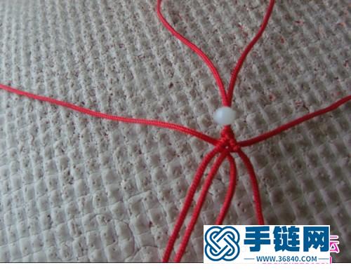 玉線和串珠編制四方手鏈的制作方法