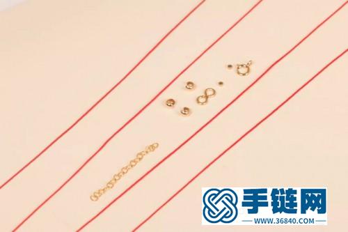 K包金紅繩手鏈的編制方法