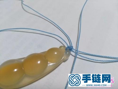 藍蓮花斜卷結瑪瑙玉髓豆子項鏈吊墜的詳細編制教程