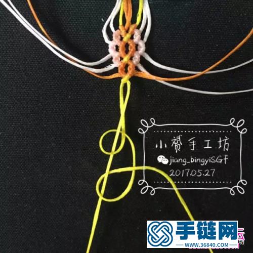 繩編青花平安扣手鏈的詳細編制圖解（小赟手工作品）