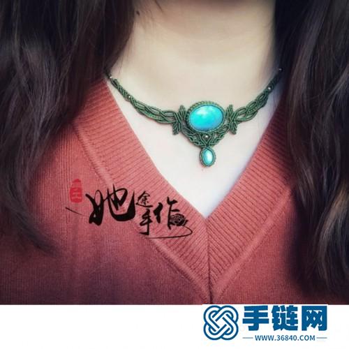 組合編織拉長石吊墜頸繩項鏈的詳細制作圖解