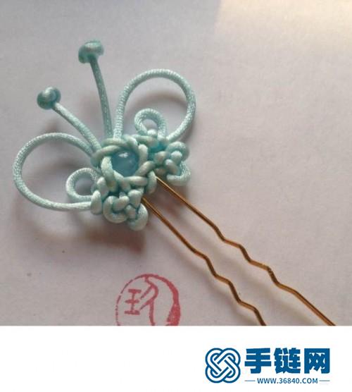 玉線藍玉髓蝴蝶發釵的制作圖解