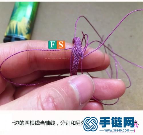繩編蠟金線石榴石小戒指的編制圖解
