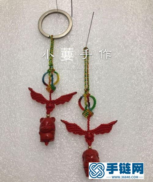 繩編天使翅膀朱砂生肖鑰匙扣掛飾的詳細編制教程