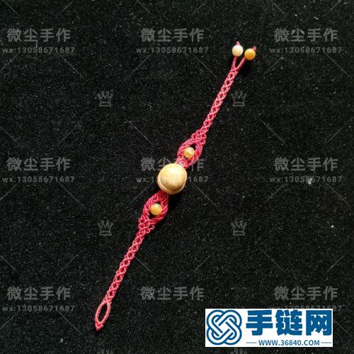蠟線繩編珊瑚玉銀珠手繩的詳細編制方法