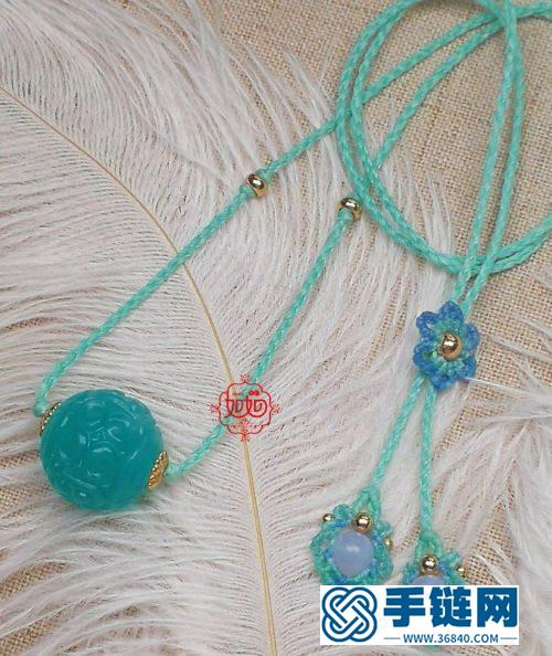中國結天河石回紋珠鎖骨鏈尾扣的詳細制作圖解