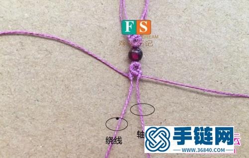 繩編蠟金線石榴石小戒指的編制圖解