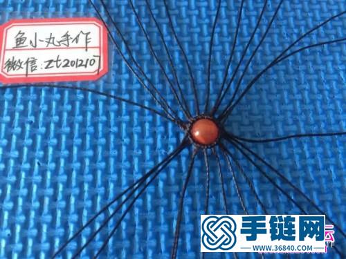 圓蠟線+南紅圓珠繩編戒指的詳細編制圖解