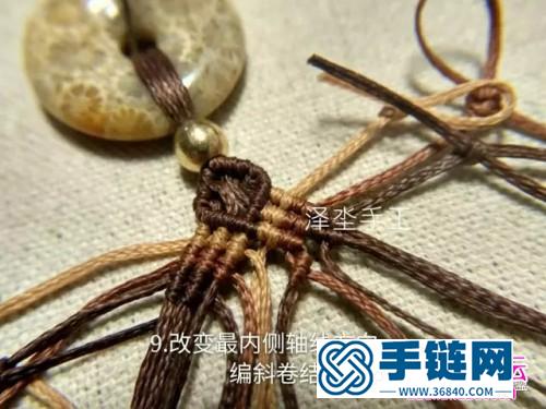 繩編珊瑚玉平安扣手鏈的詳細編織圖解