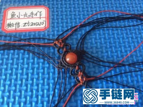 圓蠟線+南紅圓珠繩編戒指的詳細編制圖解